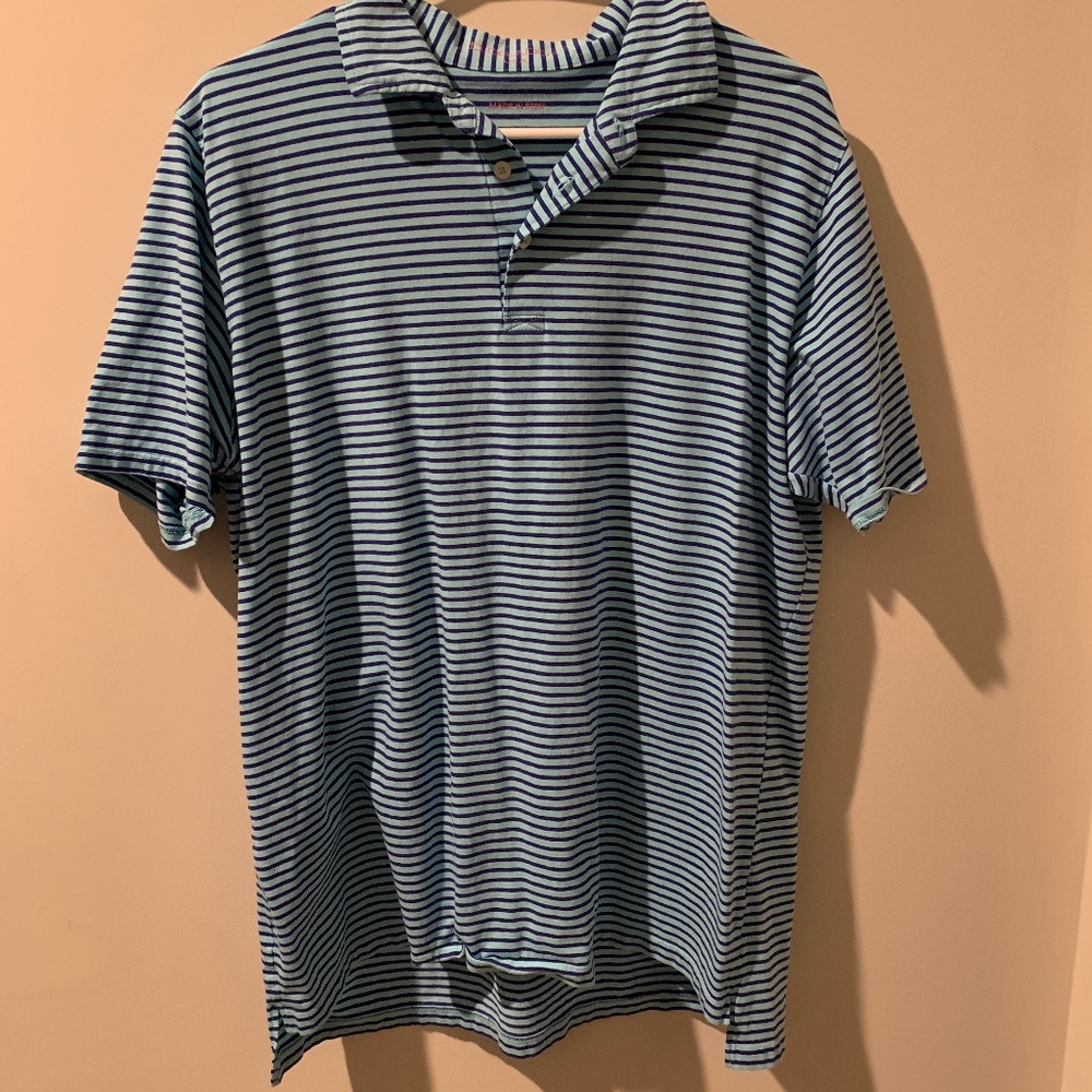 B. Draddy Light Blue & Blue Striped Polo from Prairie Dunes - Medium